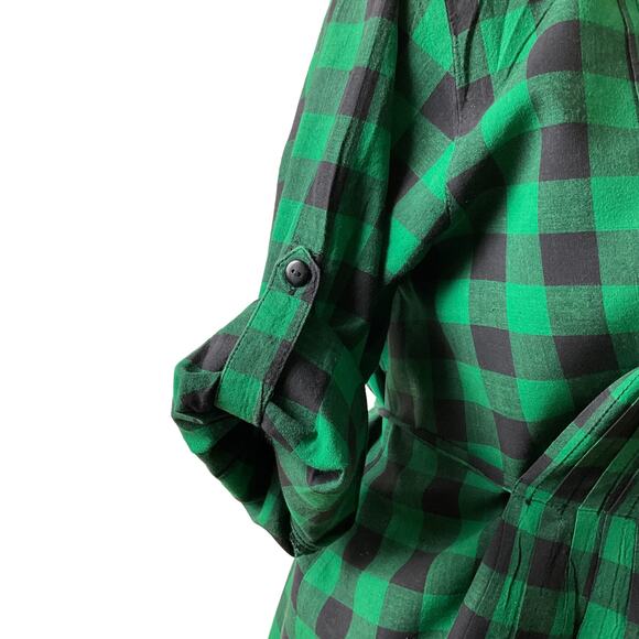 She's Cool Women's 3X Green Plaid Belted Shirt Dress Casual Day Dress Tie Waist - Picture 16 of 16